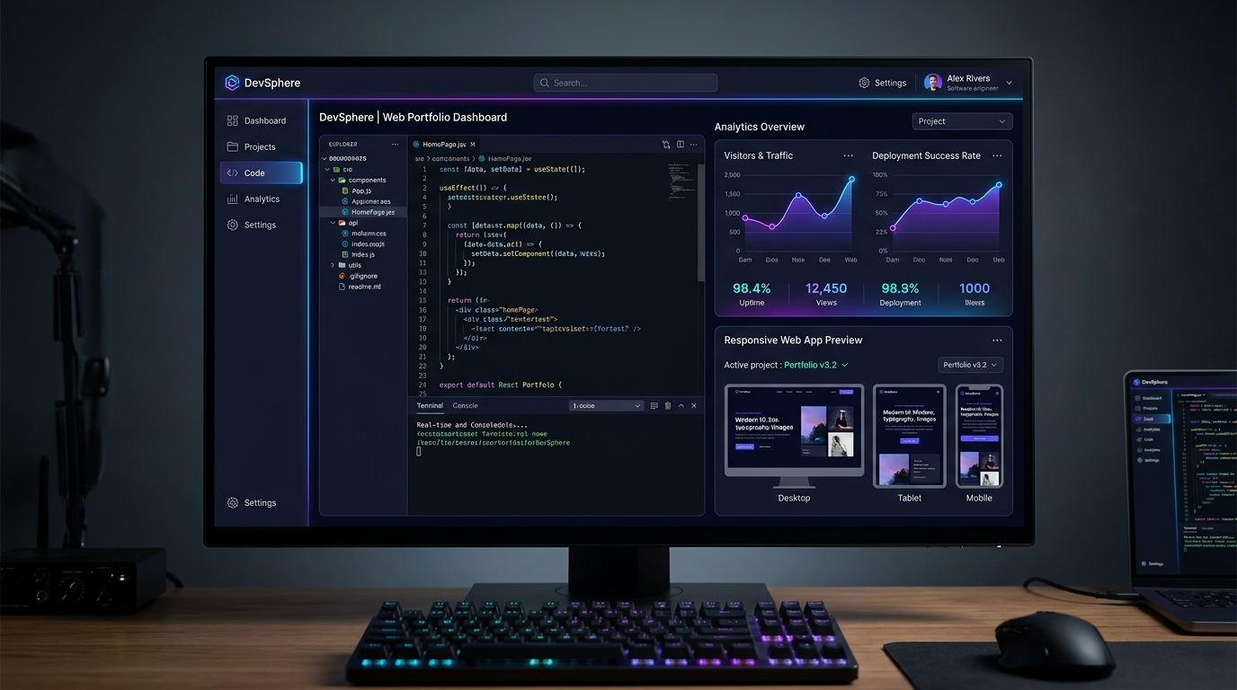 Modern Web Development Full-Stack Code & UI Preview